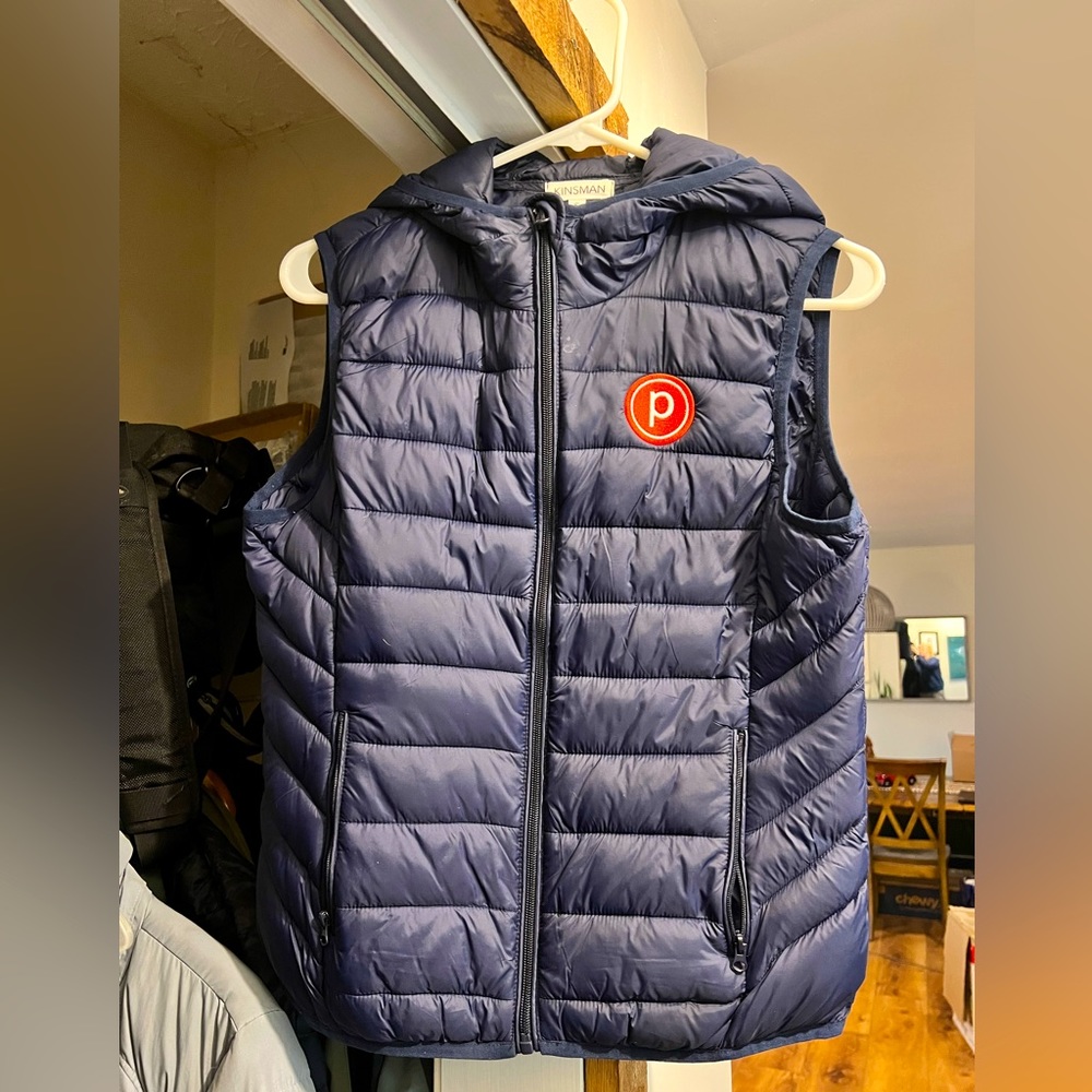Pure barre puffer vest with hood